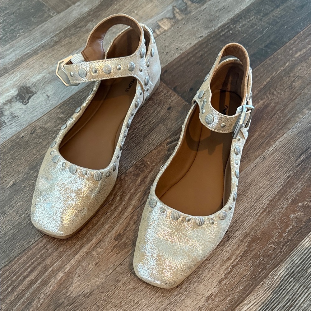 Free People Gold Studded Flats